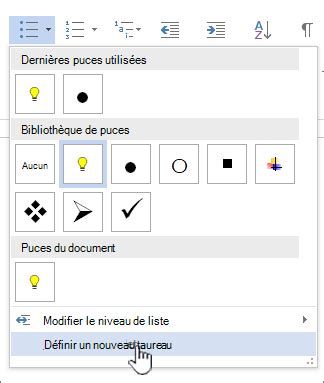 Modifier la mise en forme des puces ou des numéros